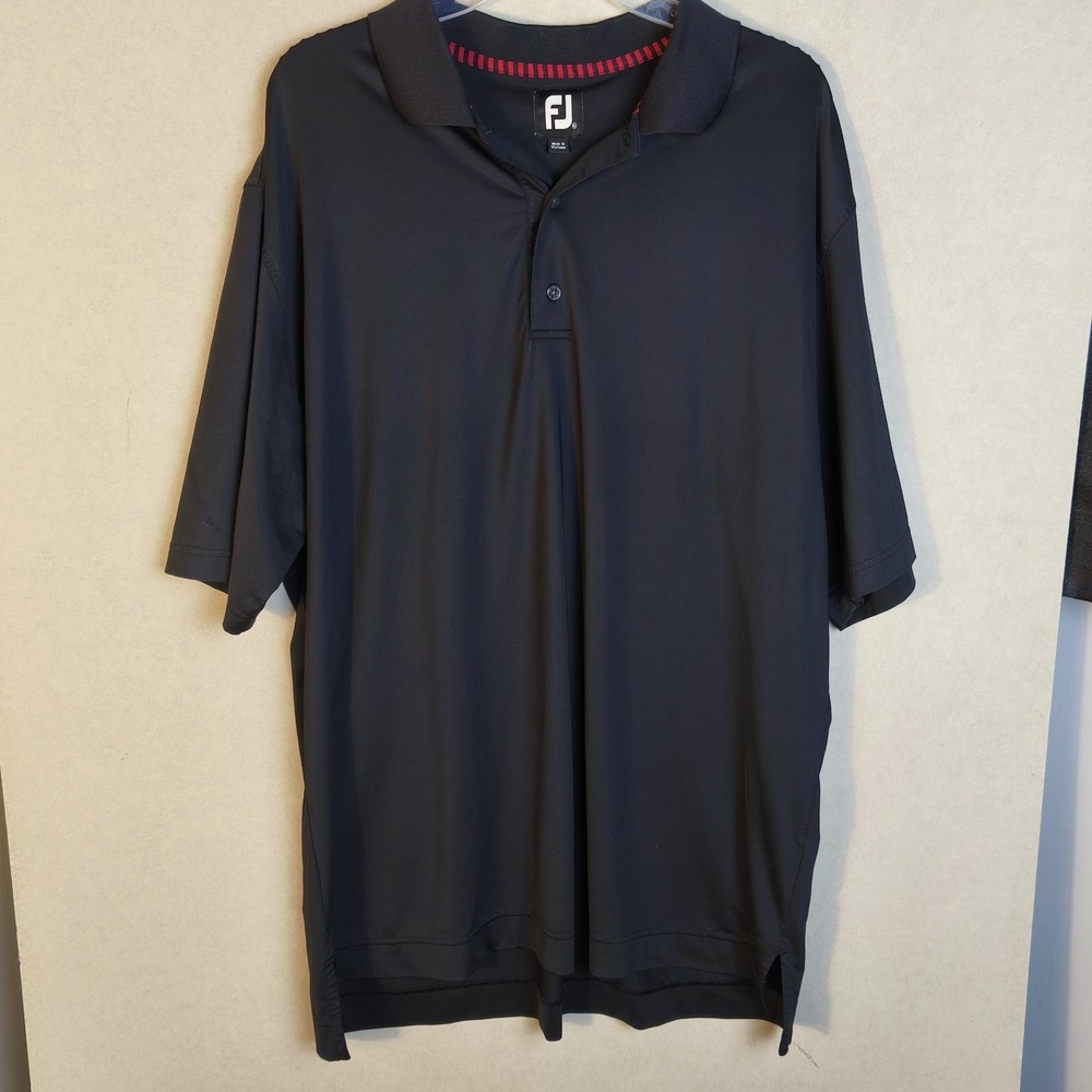 FootJoy FJ Golf Polo Shirt Mens XL Black Performance Stretch Athletic